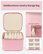 Vlando Travel Jewelry Box for Women,Faux Leather Jewelry Case with 6 Velvet Jewelry Zipper Pockets,Gift Ideas for Women Wife Earrings Necklace Rings Storage Boxes(Strawberry Pink) - color: 6PCS-Strawberry Pink
