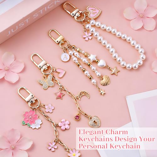 Wurosi 680 Pcs Keychain Making Kits, Pink DIY Bag Charm Kit, 78.74 Inch Chains, Key Chain Hooks, Jump Rings, Lobster Clasps, 225 Charms & Letter, Tools, Great for a Custom Gift, Party, or Family Activ - color: 680PCS Keychain Making Kit