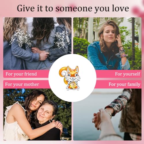 LAZA 925 Sterling Silver Charm for Bracelet Necklace Dangle Love Mom Butterfly Party Charm Beads Pendants DIY Jewelry for Women - color: Lovely Cute Squirrel