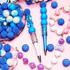 48 Pcs 20mm Beads for Pens Bubblegum Bead Light Blue Crystal Acrylic Round Chunky Bead Sparkly Large Balls Beads for Pen Beadable Keychain Bracelet Necklace DIY Jewelry Making Supplies - color: Light blue Color