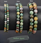 3Pcs Healing Crystal Turquoise Bracelets for Women Men 8mm 6mm 4mm Natural Stone Beaded Stretch Bracelet Jewelry Gifts for Women Girl - color: T6-Indian Agate
