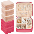 Taiyin Travel Jewelry Case, Bridesmaid Gifts Mini Jewelry Organizer, PU Leather Portable Earring Box for Women Girls - color: Pink, Rose Red