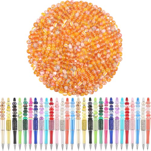 Large Hole European Beads for Pens - 100 Pieces Assorted Orange Fairy Wand Garden Lampwork Craft Spacer for DIY Charms Bracelet Necklace Decoration Jewelry Making Supplies - color: Orange, size: 100 Pcs