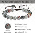 ANAYA AGATE Energy Protection Crystal Handmade Adjustable Bead Bracelet Perfect for Men, Women’s Christmas Gift - Gemstone Healing Stretch Bracelet Pulsera Para Hombre Mujer Stocking Stuffer - color: African Bloodstone