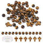 Beadthoven 52pcs Cross Stone Beads 8mm Tiger Eye Beads Natural Stone Gemstone Beads Loose Round Cross Spacers Easter Mini Bead Crucifix Beads for Bracelets Necklace Jewelry Making DIY - color: Tiger Eye