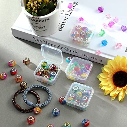 SATINIOR 12 PacK Clear Plastic Beads Storage Containers Box with Hinged Lid for Beads and More (1.7x1.7x0.79 Inch) - size: 1.7 x 1.7 x 0.79 Inch