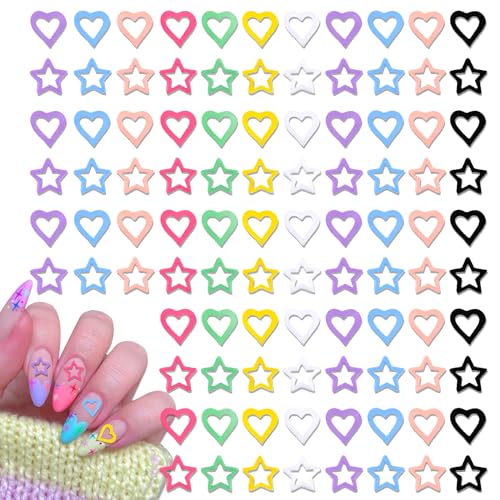 160Pcs Kawaii Nail Charms, CYHYII 3D Heart Stars Colorful Resin Nail Art Charm Acrylic Cute Love Nail Gems for Women Girls Nail Decorations DIY Manicure Craft Jewelry - color: 160Pcs Kawaii Nail Charms