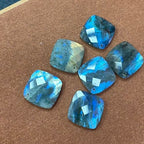 Natural Stone Pendants Faceted Flash Labradorite Stone Beads Flash Crystal Gemstone Charms for Jewelry Making Necklace Bracelet Gift - color: square