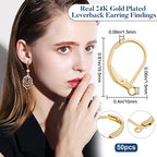 Beebeecraft 50Pcs/Box Leverback Earring Findings 24K Gold Plated Stainless Steel French Earring Hooks 15.5x10x1.5mm Dangle Ear Wire Findings for Jewelry Making - color: 15.5x10mm Gold Earring Hooks