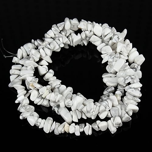 5-8mm 34 inches Natural Crystal Stone Beads for Jewelry Making Tumbled Drilled Irregular Gravel Gemstones Chips Stone Beads by Strand (AAA White Turquoise) - color: AAA White Turquoise