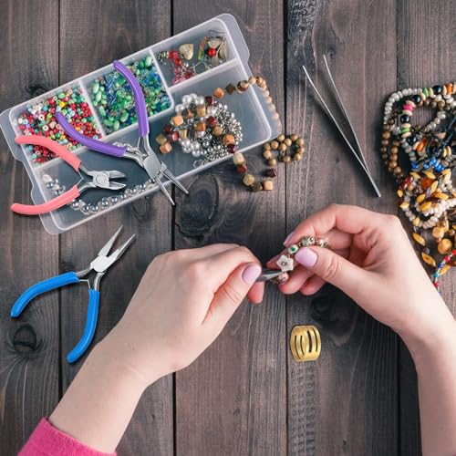 3 Pcs Jewelry Pliers Set - Needle Nose, Round Nose and Wire Cutters for Jewelry Making, Repair and Crafts，Wire Wrapping Beading Crafts Pliers - style: 3pcs-Mixed Color