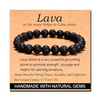 MASSIVE BEADS Handmade Yoga Stretch Elastic Bracelet Natural Stone Crystal Healing Power Energy Gifts for Unisex Adult 4mm 6mm 8mm 10mm - color: Black Lava(Calm), size: 8mm