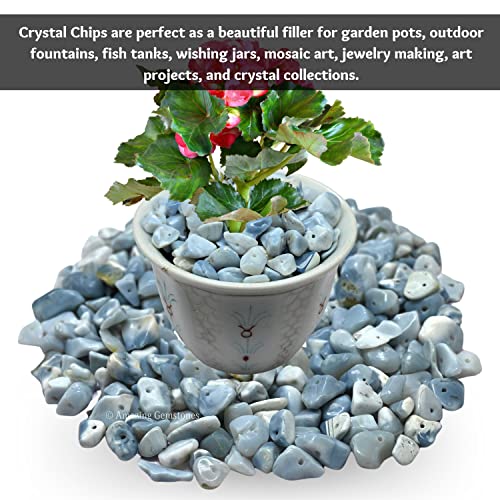 Blue Opal Pre Drilled Natural Crystals Crushed Chips Beads for Jewelry Making, DIY Handmade Healing Crystals (25 Inch Strand) - color: Blue Opal
