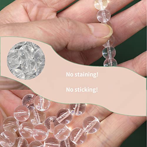 500PCS 8mm Clear White Glass Round Beads Bulk,Imitative Jade Beads Kit, Bracelet Space Loose Beads for Jewelry Making Earring, Necklaces, DIY Crafts & Gifts #352 - size: 8mm Clear White #352