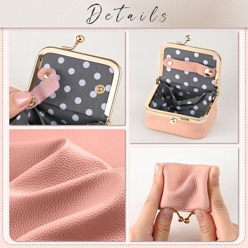 Zivyes Mini Jewelry Box Travel Small Coin Purse Organizer Case Genuine Leather Tiny Size (pink 2.9 inches long) - color: pink 2.9 inches long