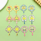Sailanzi 12pcs Alloy enamel fan style rose sun Pendant Jewelry Making DIY Keychain Earrings Pendant Various Design Charms for Jewelry Making Bracelets Necklace (SN732) - color: SN732