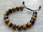 GAF TREASURES Grade A ++ Gemstone Round Bead Adjustable Bracelet 10mm, Genuine Crystal Bead Bracelet, Gift for Men & Women - color: Tiger Eye