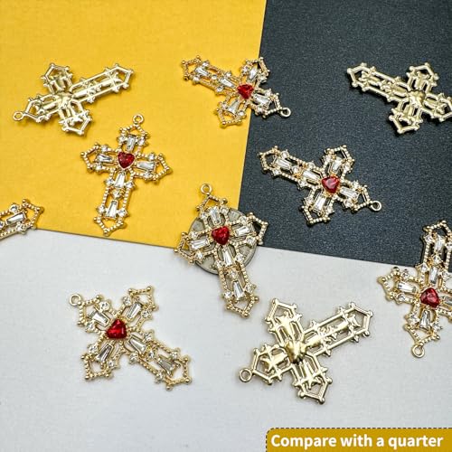 Zirconia Crystal Rhinestone Cross Charms for Jewelry Making Bracelet Necklace Choke Earring Pendant Key Chain Craft Supplies DIY Accessories - color: B_10Pcs