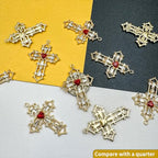Zirconia Crystal Rhinestone Cross Charms for Jewelry Making Bracelet Necklace Choke Earring Pendant Key Chain Craft Supplies DIY Accessories - color: B_10Pcs