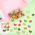 Hicarer 100 Pieces Butterfly Charms for Jewelry Making Mixed Butterflies Charms Colorful Alloy Pendant Jewelry Butterfly Charm for Necklaces Bracelets Earrings DIY Supplies Mother Women