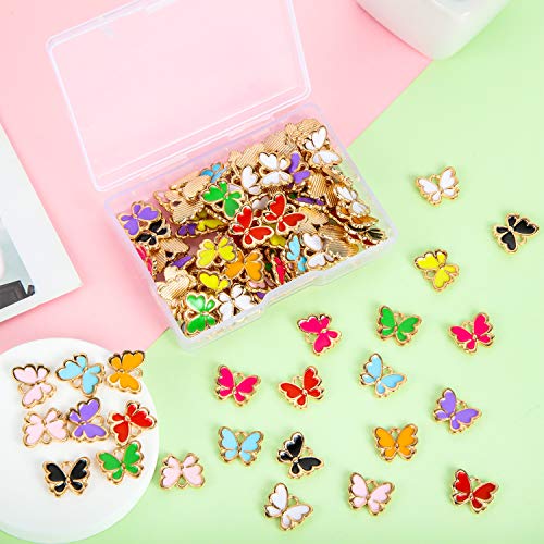 Hicarer 100 Pieces Butterfly Charms for Jewelry Making Mixed Butterflies Charms Colorful Alloy Pendant Jewelry Butterfly Charm for Necklaces Bracelets Earrings DIY Supplies Mother Women