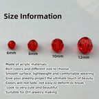850pcs Acrylic Round Faceted Beads 6mm 8mm 10mm 12mm Faceted Round Spacer Beads for Bracelets Necklace Earring DIY Jewelry Making Craft(Red) - color: Red