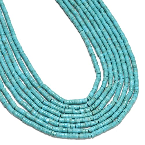 190 Pcs 2x4mm Green Blue Turquoise Stone Bead Irregular Heishi Disc Beads for Bracelets Jewelry Making Crafts - color: Green Blue Turquoise #4, size: 2x4mm