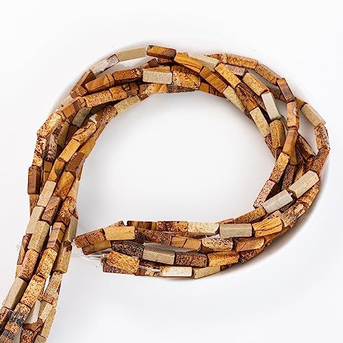 Natural Blown Picture Stone Rectangle Tube Beads 4x13mm 38cm/str Loose Semi Gemstone Stone Beads for Making Bracelets Necklace Earrings - color: Blown Picture, size: 4x13mm Rectangle