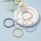 RISHEGAE Heishi Beaded Stretch Bracelets for Women Stackable Polymer Clay Beads Bracelets Friendship Boho Summer Beach Bracelet Jewelry Set - color: E-Gray Heart