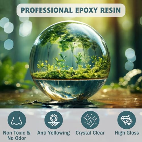 IGaiety 1 Gallon Epoxy Resin, Epoxy Resin Kit, Crystal Clear Epoxy Kit, No Yellowing Self-Leveling Deep Pour Epoxy Resin High-Glossy Casting Perfect for Crafts, Table Tops(0.5 Gallon x 2) - size: 1 Gallon
