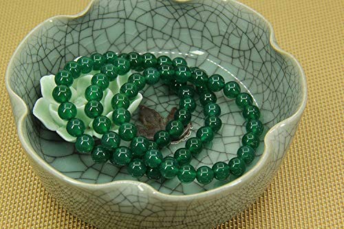 Angelstones Handmade Natural Healing Gemstone 8mm Round Beads Stretch Crystal Bracelet 7 Inch Unisex - color: Green Agate