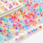 8mm Acrylic Beads 600pcs Double Color Crack Beads Multicolor Spacer Bubble Bead Plastic Crafts Bead for DIY Necklaces Bracelets Earrings Jewelry Making (Double Crack) - color: blue&purple