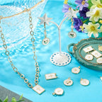 Craftdady Golden Plated Enamel Pendants White Oval Flat Round Dangle Charms for DIY Earrings Necklace Bracelet Making - color: 18K Gold Plated-6 Styles