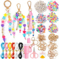 WATINC DIY Keychain Making Kit with Tools - 980PCS Craft Supplies with Charms, Alphabet Beads, Key Rings, Clips, Scissors to Make Bag Charms, Lip Gloss Organize Keychain, Jewelry Gifts for Teens