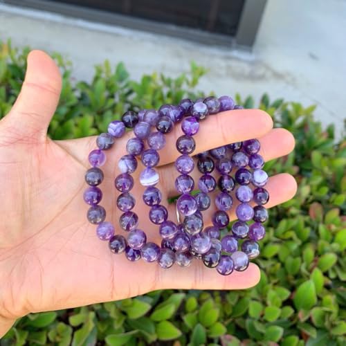 Adabele 1pc Natural Stretch Gemstone Bracelet 8mm (0.31") Bead 7" to 8.5 inch Healing Crystal Energy Quartz Chakra Jewelry Women Unisex Birthday Gift - color: Amethyst, size: 7 inch