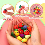 Watersay 12 Pcs Fruit 3D Silicone Focal Beads for Pens Bracelet Fruit Character Beads Bulk Funny Apple Strawberry Lemon Cherry for Keychain DIY Crafts Necklace Lanyards Jewelry Making Kit Supplies - style: Fruit