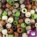 BeadTin Camouflage Mix Matte 9mm Barrel Pony Beads (500pcs)