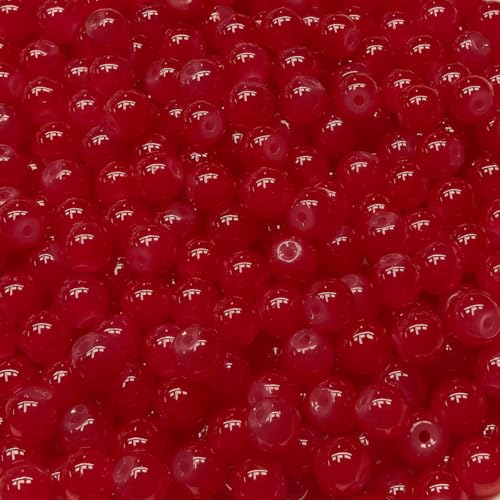 200PCS Glass Beads 8mm Glass Beads for Bracelets Necklaces Jewelry Making DIY Crafts (Red) - color: 0Red