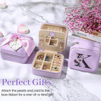 AYGXU Travel Jewelry Box for Women and Girls - Small Case With Initial A-Z - Teacher Gifts - color: purple, size: S