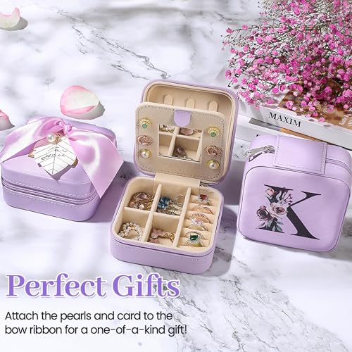 AYGXU Travel Jewelry Box for Women and Girls - Small Case With Initial A-Z - Teacher Gifts - color: purple, size: M