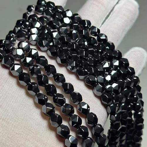 MJDCB Best Sellers Natural Stone Beads Faceted Polygon Hematite Energy Stone Healing Power for Jewelry Making(8mm) - color: Hematite