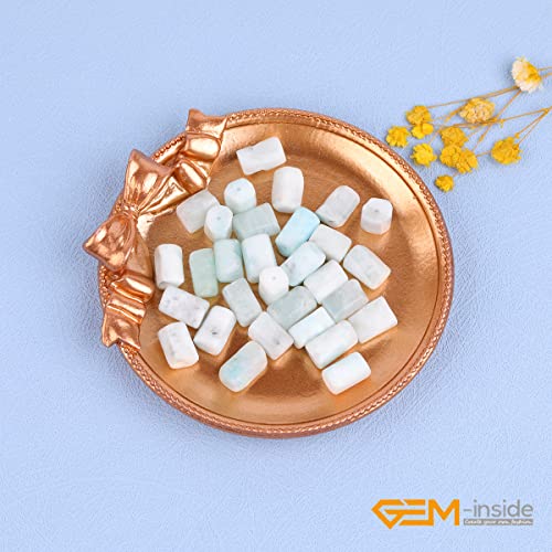GEM-Inside 30Pcs 8x12mm Natural Blue Larmiar Quartz Gemstone Faceted Freeform Tube Column Chakra Beads for Jewelry Making Full 15" Strand Power Energy Healing Stone - color: Blue Larmiar