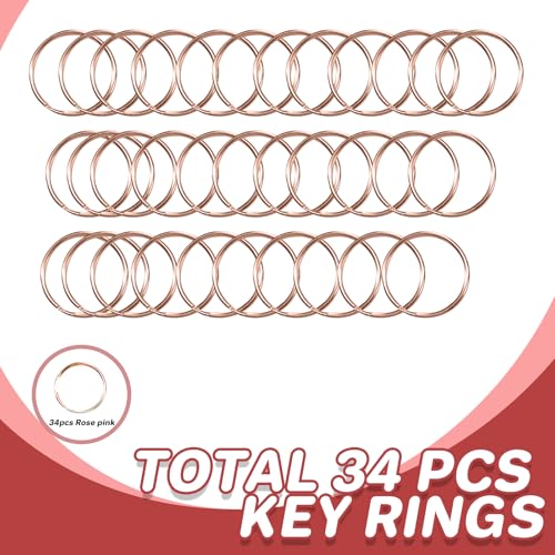 Keychain, 68PCS Swivel Snap Hooks with Key Rings, Metal Lobster Claw Clasp,34PCS Keychains Clips Hooks and 34PCS Key Chain Rings,Keychain Rings for DIY Crafts,Jewelry Making (Rose Gold) - color: Rose Gold