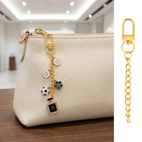 Hzopcw 20pcs Gold Keychain Making Kit, Key Ring Swivel Snap Hook Chains, Alloy Extender Keychain Bag Charm Kits for DIY Crafts Jewelry Making Handbag Purses- C Style - color: Gold-20pcs-C Style