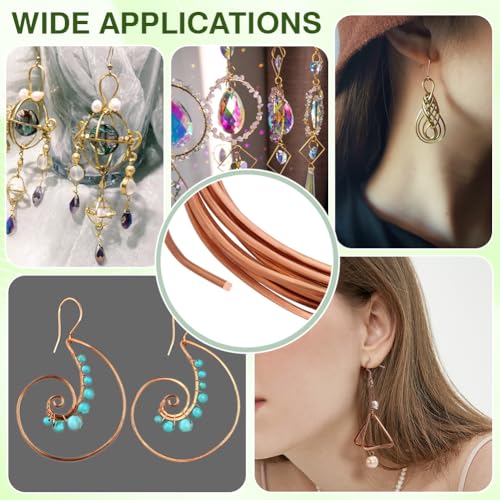 BENECREAT 9.8Ft Square Copper Wire, 14 Gauge Pure Copper Wire, Craft Wire for Jewelry Making, Gem Metal Wrap, Garden, Sculpting, Armature, Half Hard - size: 14 Gauge