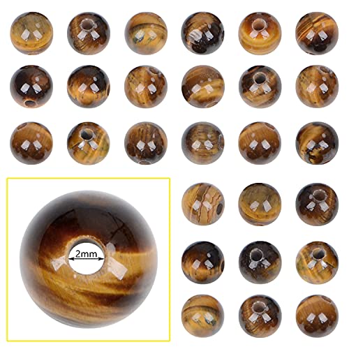 Bymitel 8mm Beads Big Hole 2.0mm Sized Original Natural Stone Beads Gemstone Round Loose Beads 45pcs Energy Healing Strand Loose Beads for Jewelry Making Bracelets Anklets(8mm, Yellow Tiger's Eye) - color: Yellow Tiger, size: 8mm