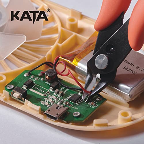 KATA Micro Wire Cutters Pliers: Precision Flush Cutter Tool for Jewelry Making, Hobby Models, Gundam, Electronics - 2-Pack Small Zip Tie Cutter Nippers - Mini Side Cutting Snips with Ergonomic Handle - color: 2 Pack Orange