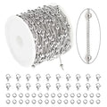KYUNHOO 32.8 Feet/10M Silver Satellite Bead Chain 304 Stainless Steel Chain for Jewelry Making Women Necklace Chain Bulk DIY Crafts Jewelry Supplies with Lobster Clasps and Jump Rings - color: Bead Silver