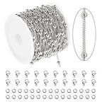 KYUNHOO 32.8 Feet/10M Silver Satellite Bead Chain 304 Stainless Steel Chain for Jewelry Making Women Necklace Chain Bulk DIY Crafts Jewelry Supplies with Lobster Clasps and Jump Rings - color: Bead Silver