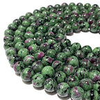 ABCGEMS Tanzania Darkest Ruby in Zoisite Beads - AAA (Occasional Red Ruby Inclusions & Intense Green Zoisite) Healing Energy DIY Jewelry Making Smooth Round 10mm - color: Ruby Zoisite (From Tanzania)